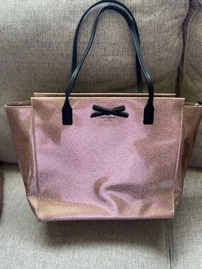 Kate Spade Mavis Street Rose Gold Glitter Large Tote Shoulder Bag